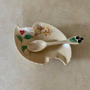 Crown Devon Dish w/Spoon Set • England • Mid Century!